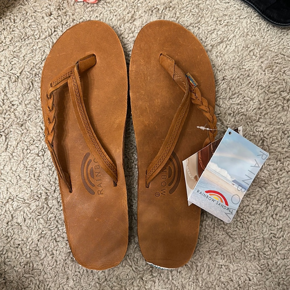 Rainbow flip flops